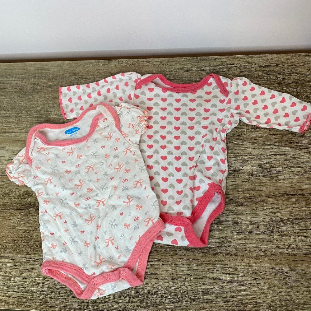 Bon Bebe Bundle of 2 Onesies Size 3-6 Months